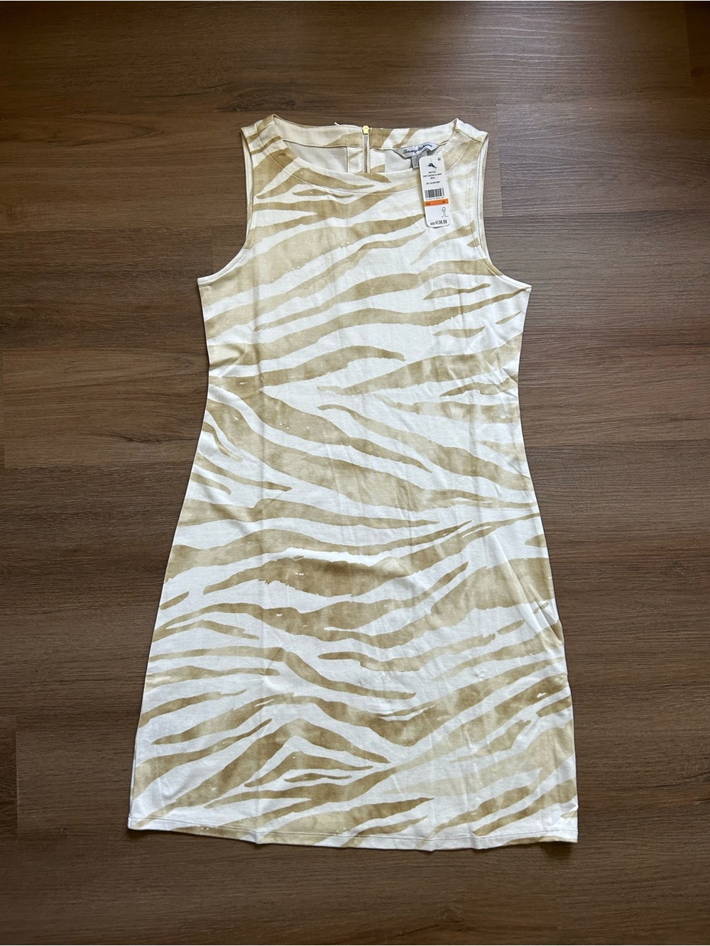NWT WOMAN TOMMY BAHAMA Darcy Zesty Zebra DRESS Back Zip Stretch Small